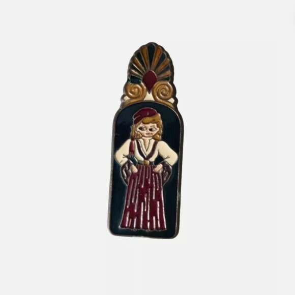 Vintage Double Sided Paper Clip Greek Boy/Girl Brass, Enameled, Spring Clamp - Picture 2 of 5